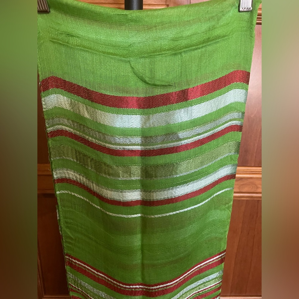 Moroccan Scarf Green Striped Multicolor One Size - Picture 5 of 12